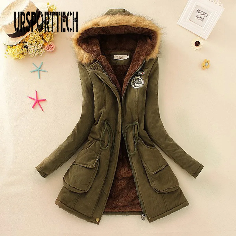 Comprar Chaqueta de Invierno para Mujer Parka larga gruesa con capucha abrigos largos de algodón acolchado abrigo para Mujer Parkas de talla grande abrigo