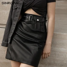 SINRGAN/черные юбки из искусственной кожи; женская сумка на пояс из искусственной кожи; мини-рубашка; модная юбка из искусственной кожи; Jupe Femme Faldas Mujer