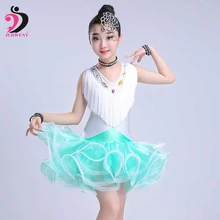 Юбка для латинских танцев для девочек Бальные танцы Сальса Танго юбки детские кружевные платья для латинских танцев с раздельным купальником и юбкой