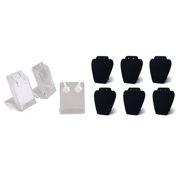 

16 Pcs Showcase Display Stand Jewelry Stand, 10 Transparent & 6 Pcs Black