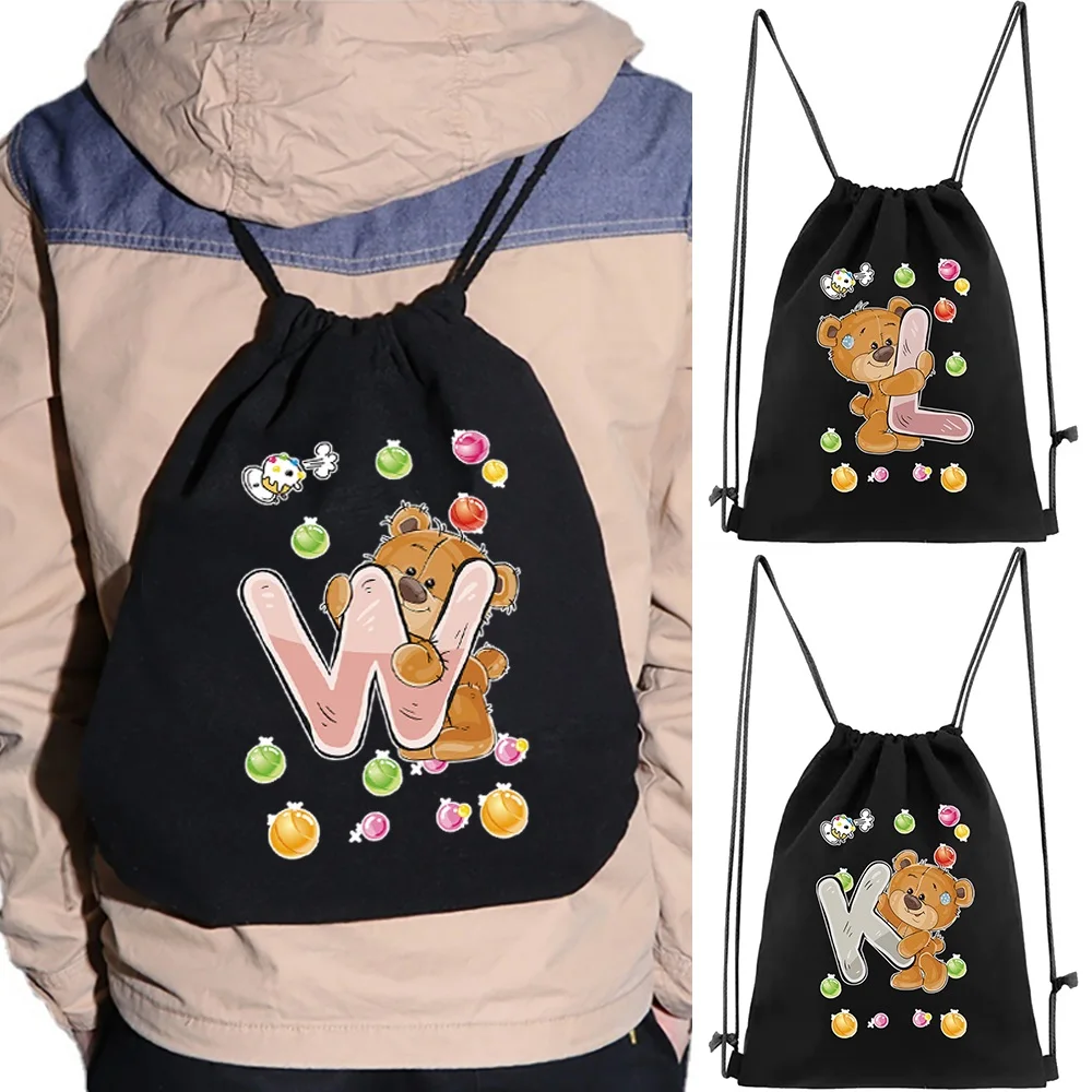 

Gym Drawstring Bag Backpack for Training Fitness Bag Soft Backpacks Letter Gift Storage Bags Outdoor Bag Travel Beach Bags Women