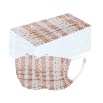 

50pcs 3-layer Masks Non-woven Disposable masque Unisex Printed mask for face mouth For Adults Elastic Protective Masks