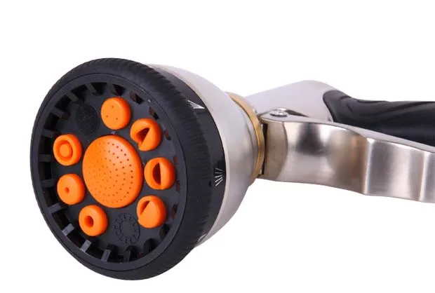 Metal 9 function garden water trigger nozzle with front trigger