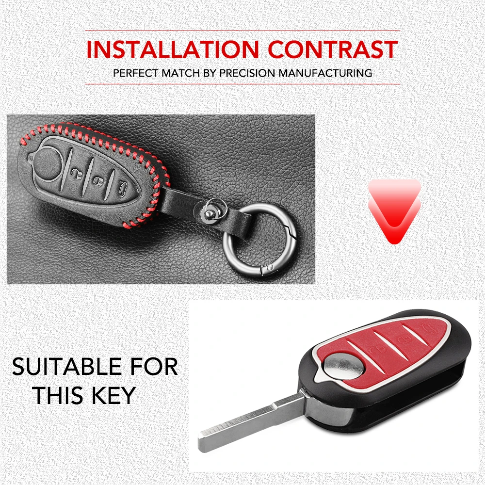 3 Buttons Genuine Leather Car Key Cover Case For Alfa Romeo Mito Giulietta 159 GTA Flip Remote Auto Key Key Case
