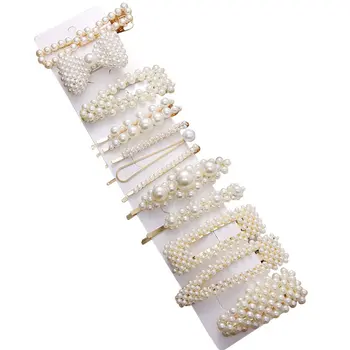 

Metal Pearl Hairpin Combination Minimalist Sweet Wind Liu Hai Clip One Character Clip Hair Accessories