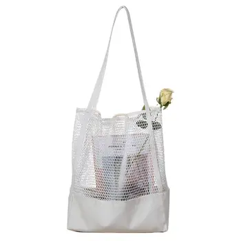 

Reusable Women Hollow Mesh Large Capacity Folding Shopping Bag Shoulder Pouch