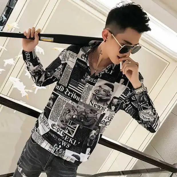 black and white Новая мода горячая Распродажа бренд Мужская Высококачественная верхняя одежда с рисунком рубашка мужская Свободная рубашка в лондонском стиле простая забота рубашка Размер 3xl - Цвет: black and white