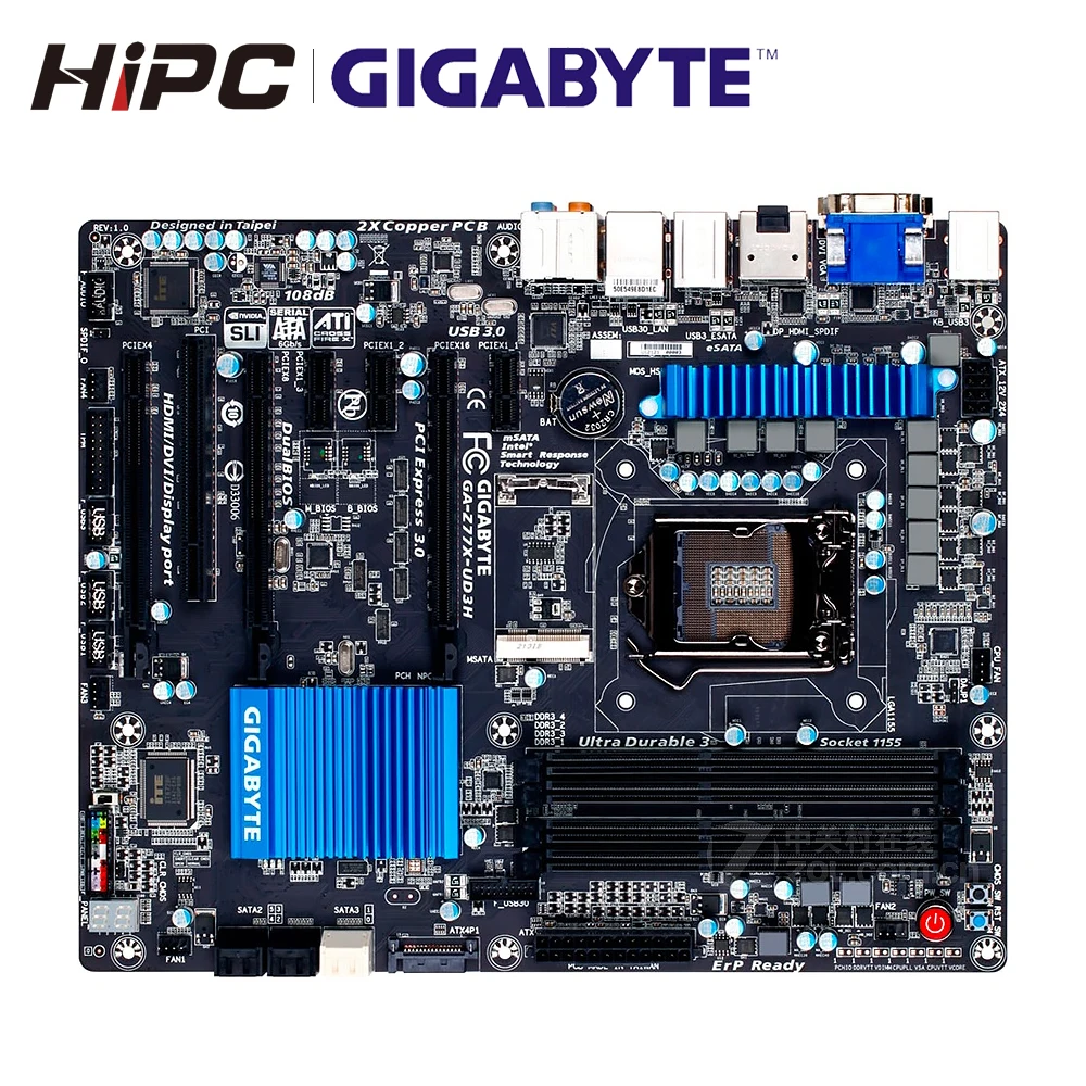 Gigabyte GA-Z77X-UD3H настольная материнская плата Z77X-UD3H Z77 LGA 1155 для Core i7 DDR3 32G SATA3 USB3.0 ATX б/у материнская плата
