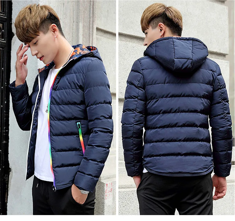 AliExpress зимнее толстое молодежное Мужское пальто с хлопковой подкладкой, Новое Стильное пальто, Мужская на подкладке, большой размер, с капюшоном, короткая куртка с хлопковой подкладкой