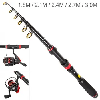 

1.8m 2.1m 2.4m 2.7m 3.0m Carbon Fiber Fishing Rod Telescopic Lure Ultrashort Pole