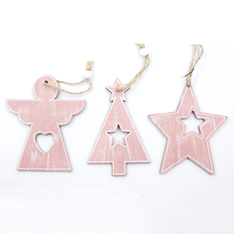 3 шт./компл. украшения рождественской елки деревянный лося автомобиль дом Ангел