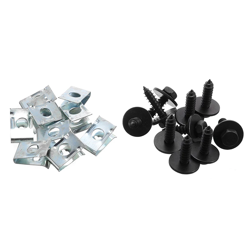 20pcs Steel Chassis Engine Guard Metal Nut/Screw Washers U-shape Clip Accessories Fit for BMW