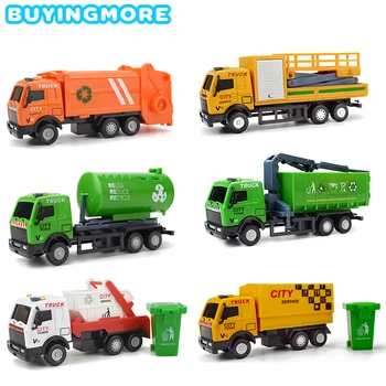 

6 Kinds Alloy Diecast Urban Transport Vehicle Toy Inertial Pull Back Car Toys for Children Metal Plastic Model Truck Toy for Boy