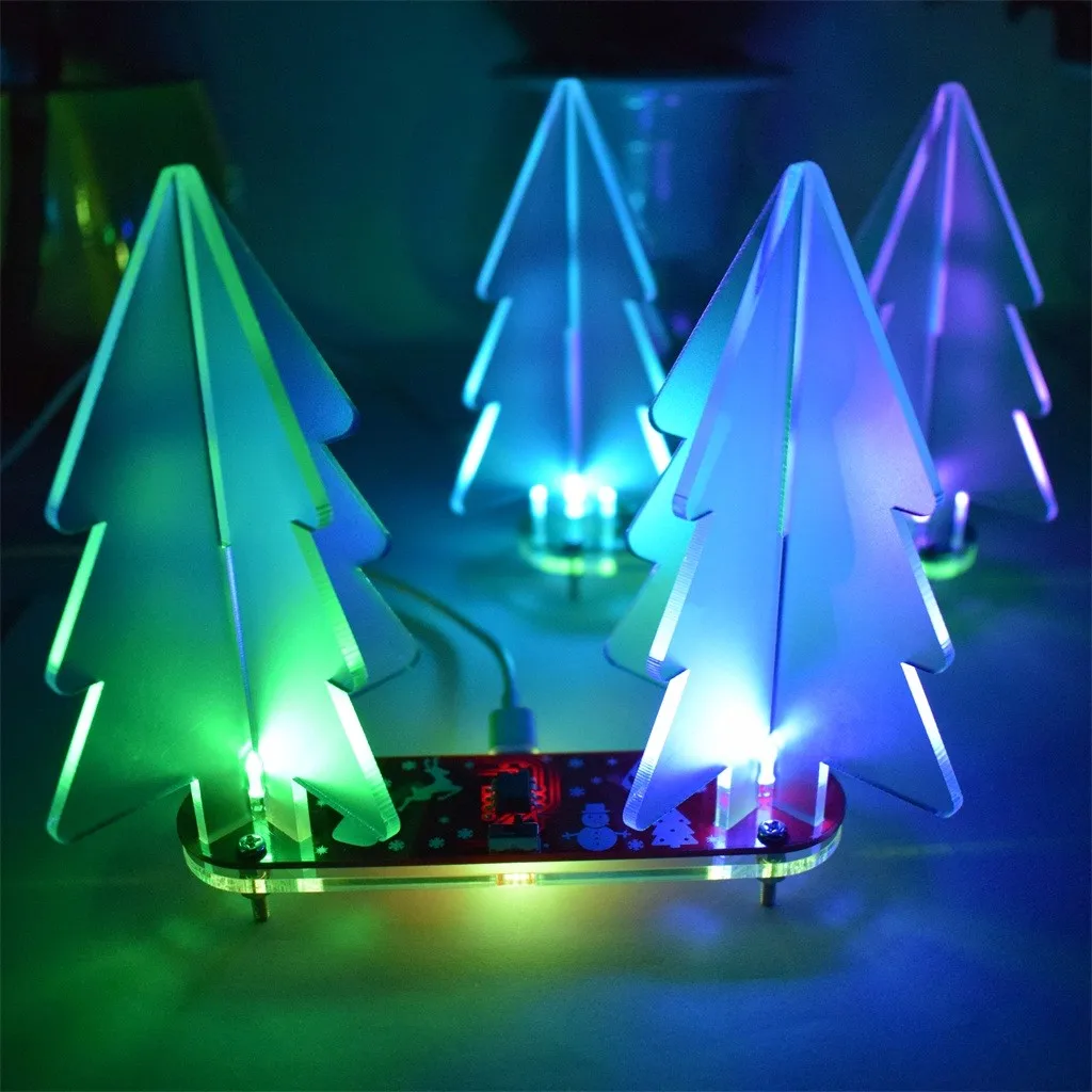DIY полноцветный светодиодный электронный Обучающий набор для рождественской елки 3D, акриловые украшения для дома - Цвет: D