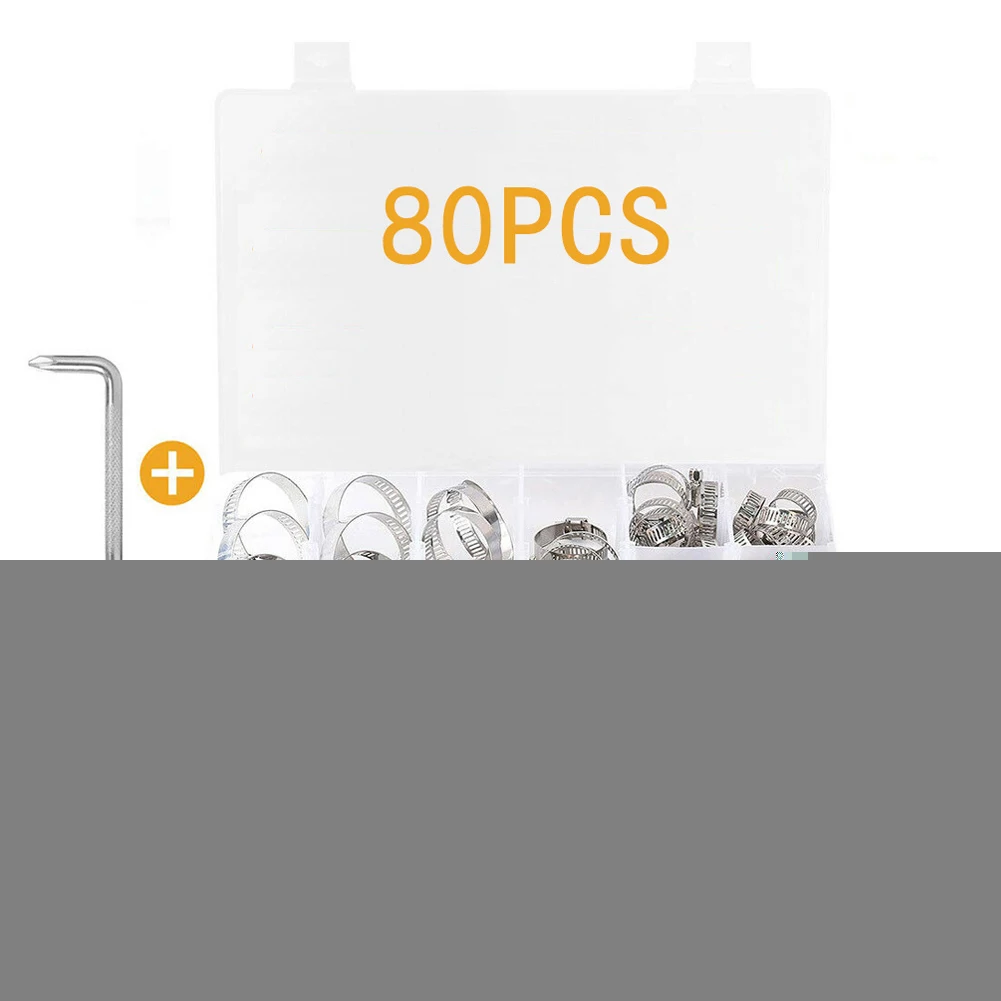 

80pcs Durable Gasoline Single Ear Fuel Air Pipe Hose Clamp Stainless Steel Car Anti Corrosion Stable Structure Sealing Household