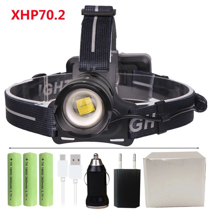 XHP70.2 Мощный светодиодный налобный фонарь 4200lm, 3 режима использования, аккумулятор 18650, xhp50, масштабируемый Головной фонарь, фонарь, лампа - Испускаемый цвет: Option G