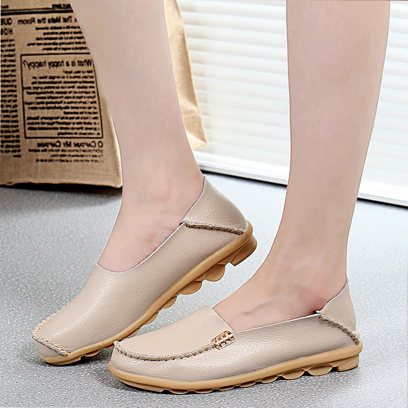 Женская обувь Модные повседневные лоферы из натуральной кожи на плоской подошве