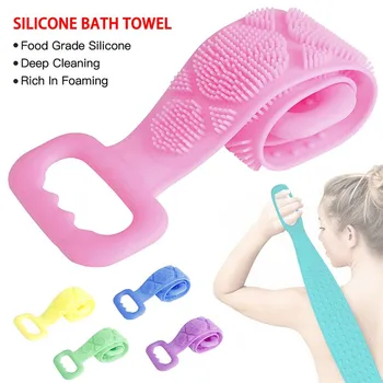 

Magic Silicone Bath Brushe Extended soft Skin Clean Scrubber Exfoliating Back Shower Brush Belt Mud Peeling Body Massage Towel