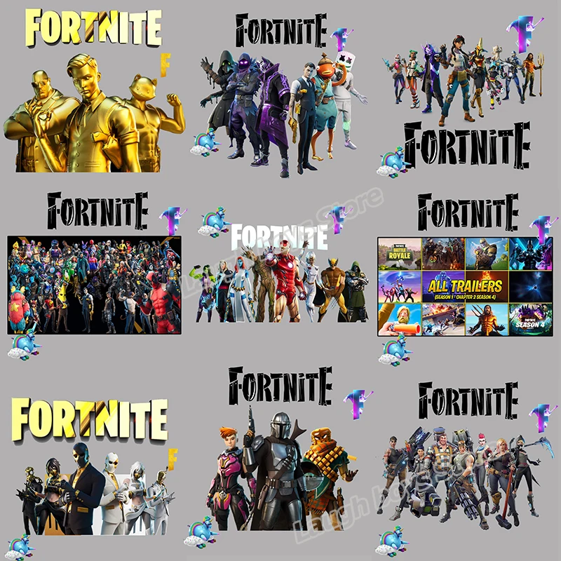 DIY Heat fortnite Transfer Stickers T Shirt Hoodie Decor midas raven