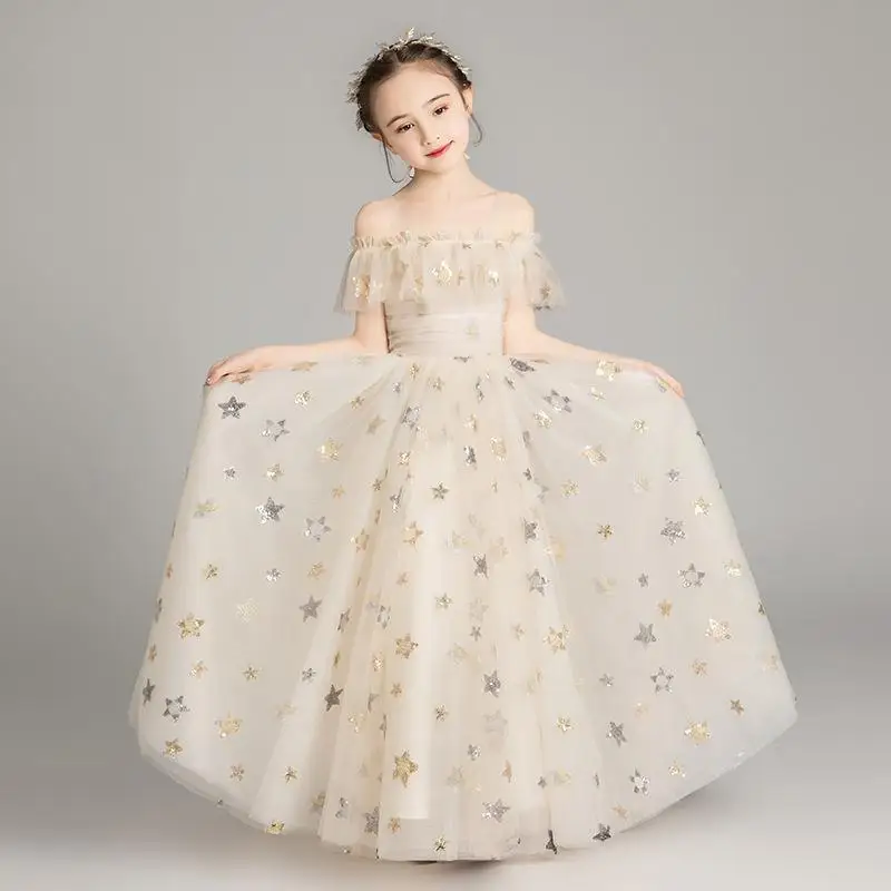 

Fashion Girls Communion Dress Ball Gown Kids Formal Wear Flower Girls Dresses For Wedding Elegant Stars Girls Pageant Dress K265