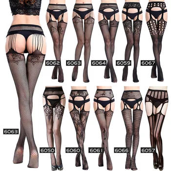 

Sexy Fishnet Stockings Women Open Crotch Black Sheer Tights Embroidery Pantyhose Crotchless Transparent Lingerie Nylon Stockings