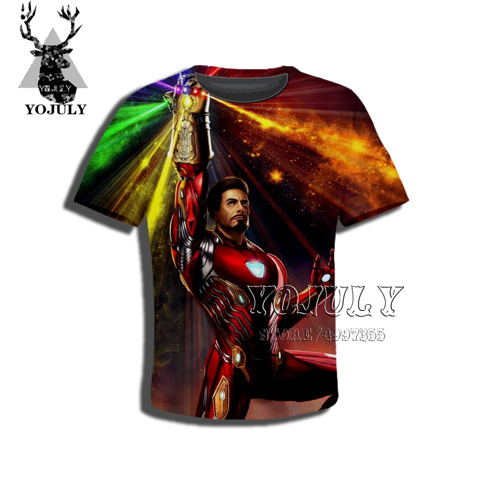 YOJULY Мститель герой Marvel Harajuku детская одежда с 3d принтом для мальчиков и девочек детская футболка модные футболки с круглым вырезом A483