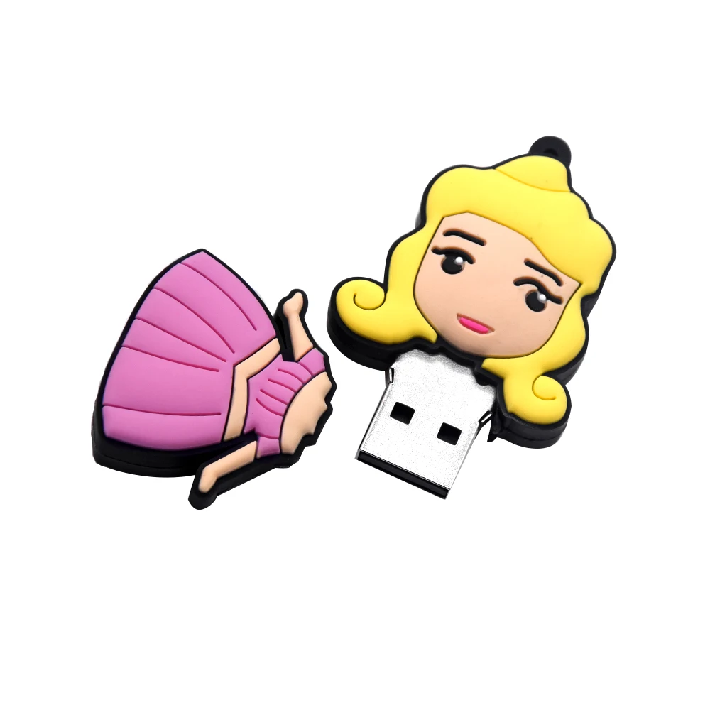 Игрушки для принцесс USB 2,0 мультфильм Usb флэш-накопитель Милая ручка для девочек-накопитель 128 Мб памяти палочки 32 Гб прекрасные подарки диск для хранения 64 ГБ