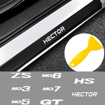 

4PCS Car Scuff Plate Guard Door Threshold Sill Protector Stickers Carbon Fiber Decal for MG ZS MG 3 MG 5 MG 6 MG 7 GT HS HECTOR