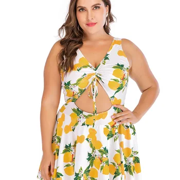 

2019 New European and American sexy swimsuit plus fertilizer increase Siamese super large size Swimsuit