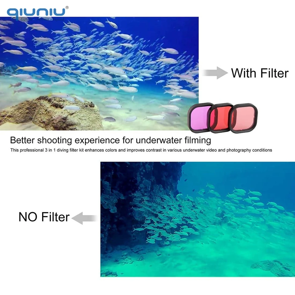 Telesin Duik-filters voor GoPro 9/10/11/12, rood/roze/magenta