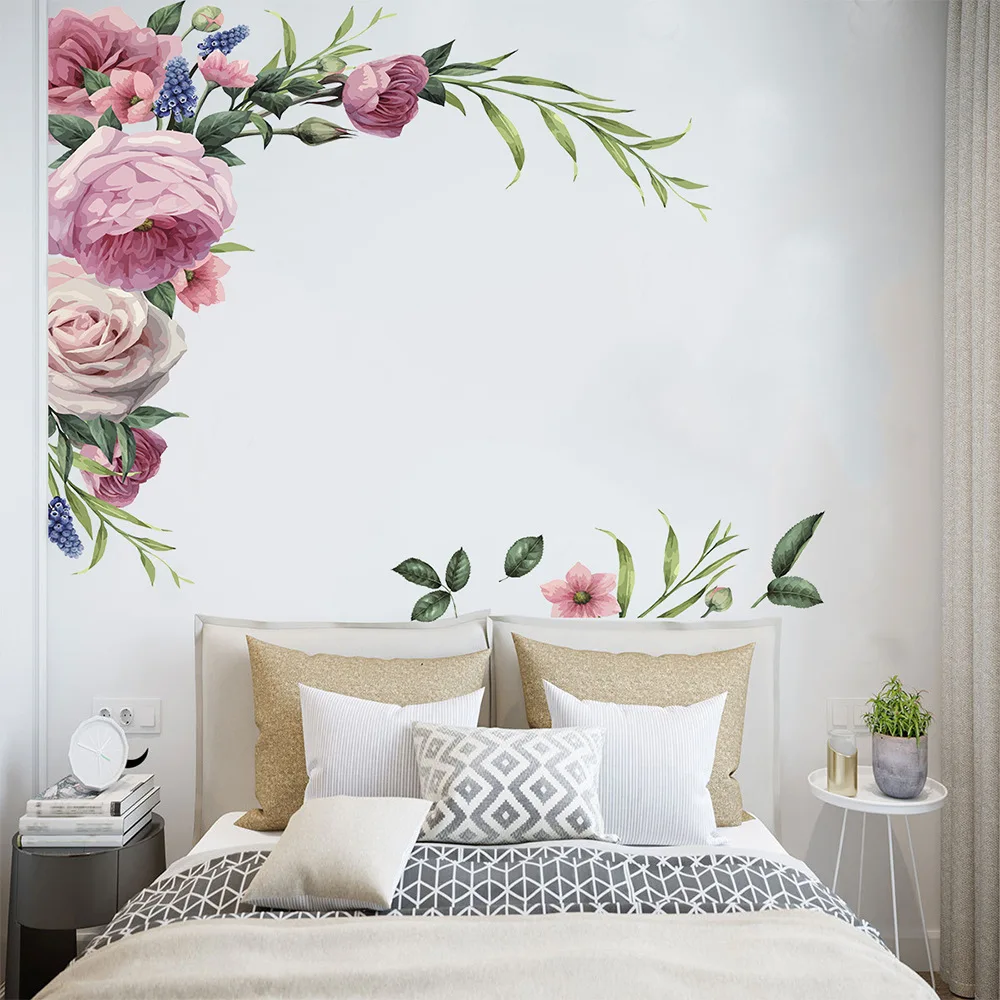 

Large Peony Rose Wall Stickers DIY Vintage Flowers Wallpaper For Bedroom Living Room Decals Mural Home Decor Kid Girls Gift