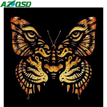

AZQSD Diamond Painting Tiger Butterfly Cross Stitch 5d Diy Diamond Embroidery Animal Picture Of Rhinestones Home Decor Gift