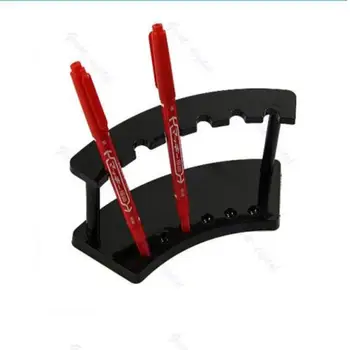 

6 Slot Plastic Pen Display Holder Stand Rack Clear Black Pen Holder Desk Organizer Flat Chassis Office Supply
