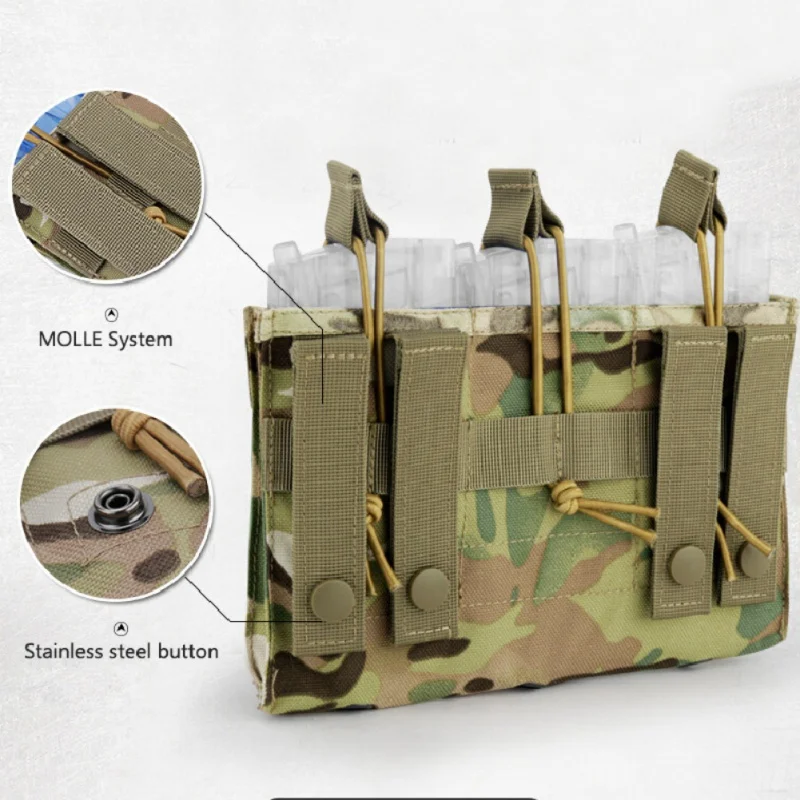 Multi Functional Magazine Pouch Triple Open-Top 1000D Nylon Daily Water Resistant Hunting Accessories Bag For Molle System