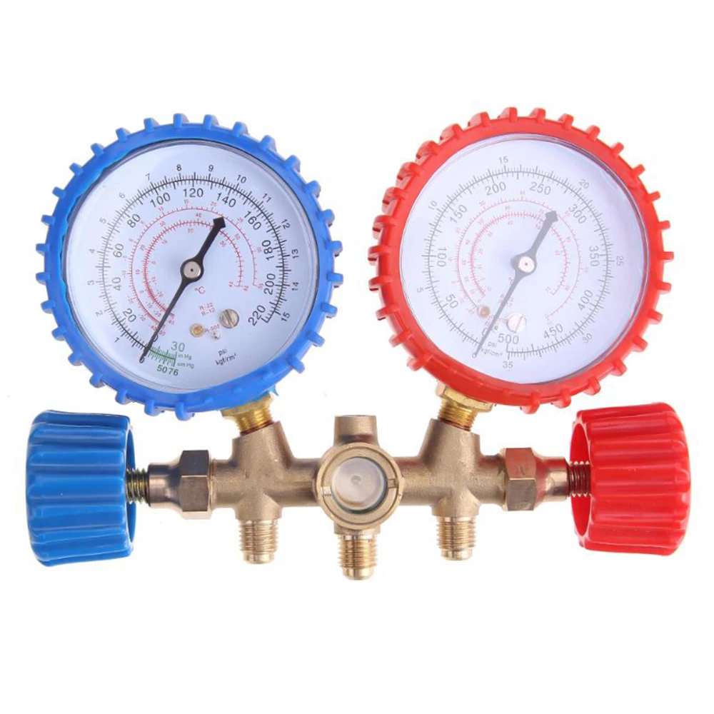 

Hot R134A R12 R22 Current Divider Meter Tools Set Refrigerants Air Conditioning AC Diagnostic Manifold Gauges Double Table Valve