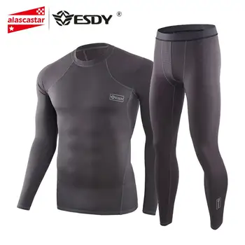 

ESDY Motorcycle Men's Fleece Lined Thermal Underwear Set Skiing Base Layer Winter Warm Long Johns Shirts & Tops Bottom Suit Gray