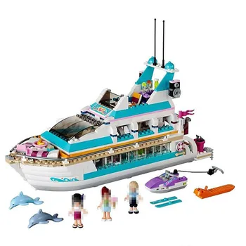 

Compatible Lepining Friends Girls Dolphin Cruiser Large Yacht Club Cruise Vessel Ship Building Blocks Brick Toys For Children