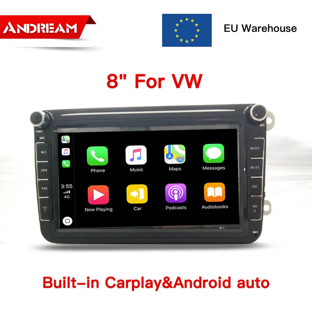 Best EU Stock 8" 2 Din Car dvd player radio For Volkswagen POLO PASSAT TOURAN Golf 5 Android Auto and Carplay 0