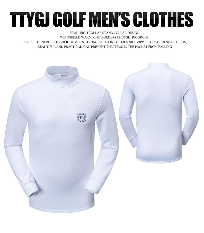 Pgm Men's Golf T-Shirt Long-Sleeved Elastic Warm Golf Bottoming Shirt Autumn Winter Thicken Slim Golf Tops Sportswear