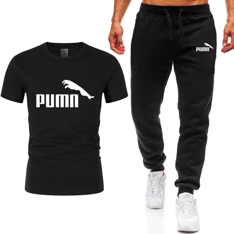 

2020 Sportswear Men's Suit T-shirt + Pants 2 Piece Suit Men New Fashion Printed Casual Sportswear Fitness Tracksuit Men Pants