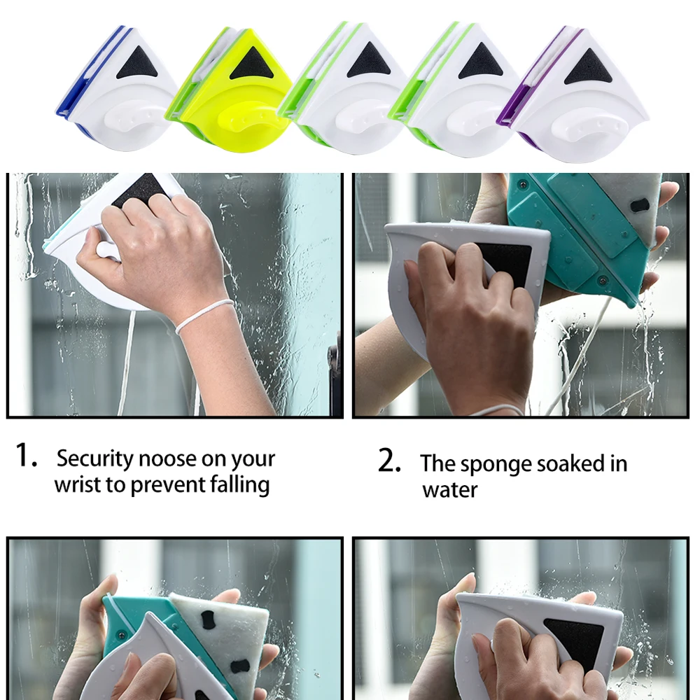 Triangular-magnetic Window Cleaner Multi-function Double-sided Glass Eraser Anti-pinch Hand Glasses Cleaning Tool Window Wiper