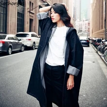 Ulzzang – Trench à capuche en Denim pour femmes, Style coréen rétro, Streetwear, manteaux pour Couples, BF surdimensionné
