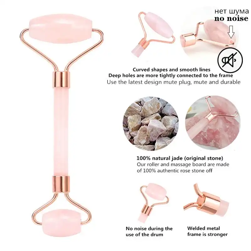 Rose Quartz Roller Facial Massager Poeder Crystal Roller Jade Roller Schraper Masker Borstel Drie Stuk Schoonheid Face Lifting Tool Null Aliexpress