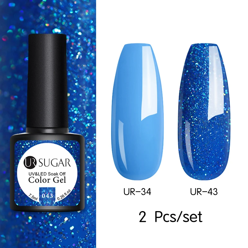 Ur Sugar 2 шт./компл. Розовый Блеск УФ-гель для ногтей комплект с сияющими блестками; Цвет: светодиодный гель для ногтей Лаки лак! полупостоянная гель био-Гели Soak Off УФ светодиодный - Цвет: 11