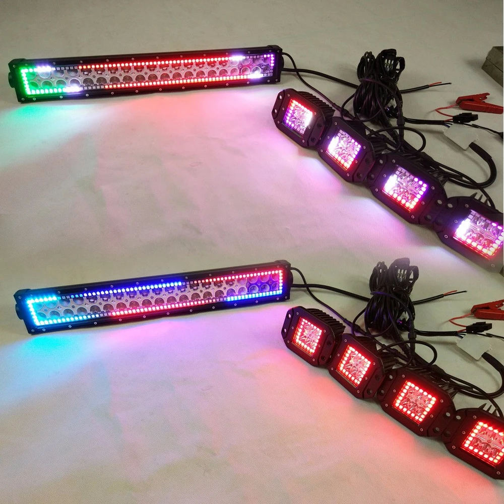 Цветная(RGB) Светодиодный светильник панели 22 дюймов 120 Вт Bluetooth Contro светодиодный 16 Вт светодиодный рабочий светильник Offroad Грузовик Лодка 4X4 12V 24V