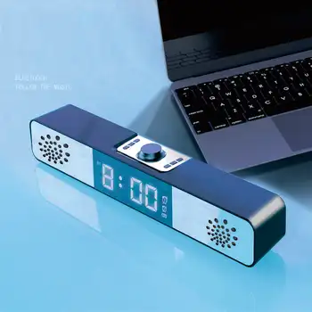

Bluetooth speaker subwoofer digital alarm clock desktop decoration led table clock with temperature FM radio for computerr PC TV