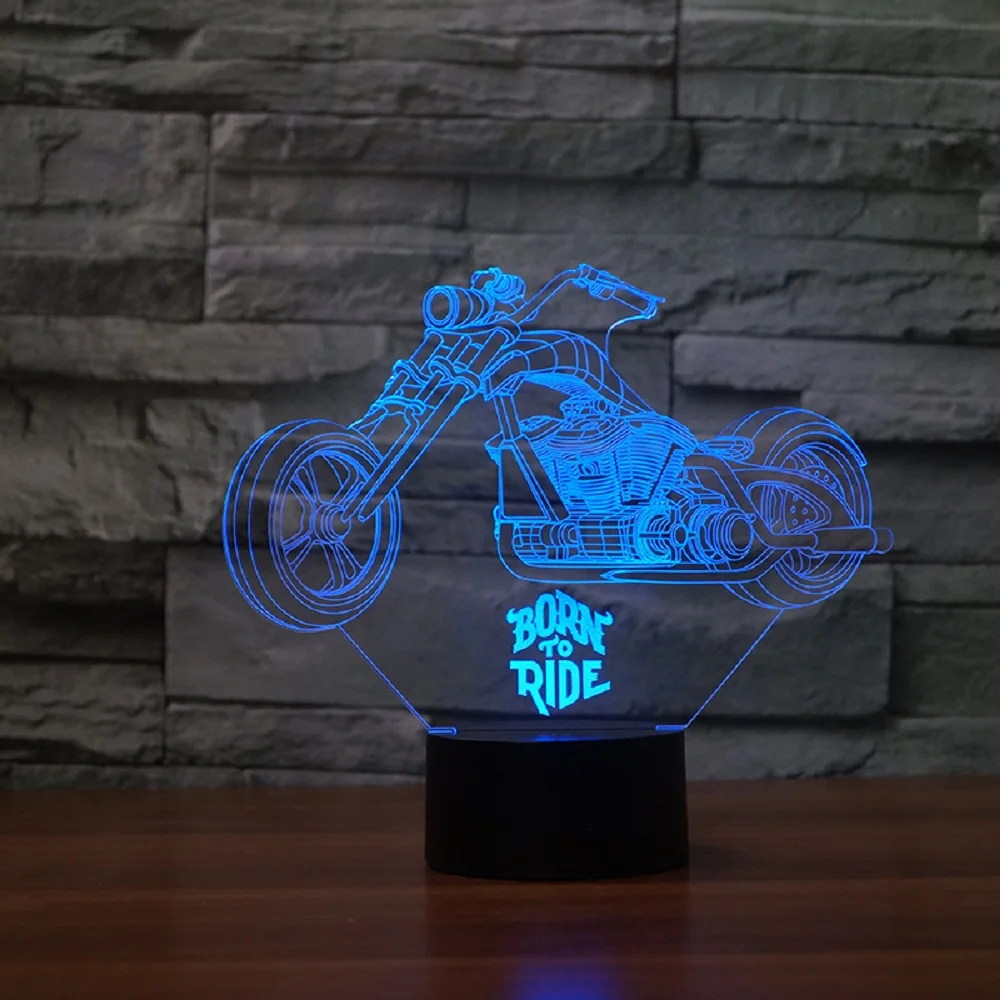 3D лампа мотоциклиста 3d Форсаж 8 Новинка мотоциклетная настольная лампа ночные огни Led Lampara ночник RGB изменение