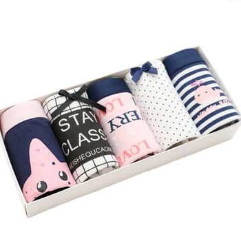 

5PCS/LOT Panties For Women Comfortable Cotton Underwear Girls Cute Briefs Lingerie Cueca Calcinhas Underpant Sexy panty Plus XXL