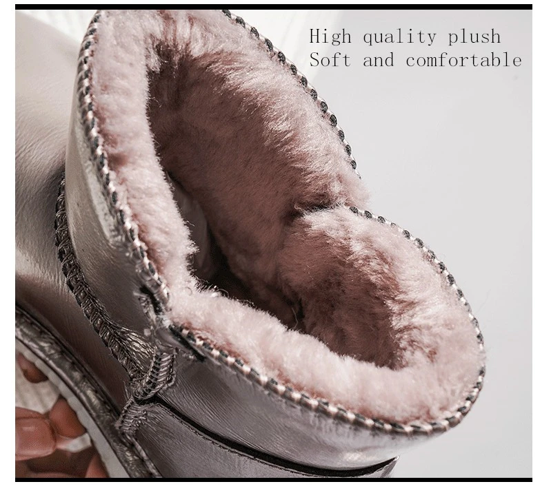 JIANBUDAN/зимние сапоги из натуральной кожи с плюшем; водонепроницаемые зимние женские теплые сапоги; женская модная кожаная плюшевая зимняя обувь; Размеры 35-40