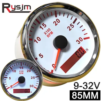 Tacómetro diésel para motor de coche medidor de RPM, contador de horas, 3000RPM, con reloj de arena Digital, LCD, luz trasera roja marina